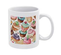 VstaDank Cupcakes Donuts Muffins Sugar Coffee Mug Ceramic Camper Mugs Funny Coffee Cup with Handle Tazas Para Sublimacion Novelty Tea Mug Cups Idea Gift for Men Women Office Work 11oz