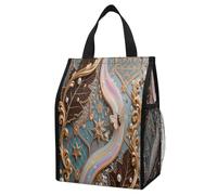 VstaDank Curly Grass And Insect Pattern Insulated Lunch Bag for Adults,Cooler Bag-Portable Foldable,Lunch Tote for Delivery And Personal Use