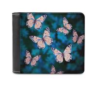 VstaDank Cute Butterflies Leather Wallet Slim Bifold Wallet Front Pocket Wallets Billfold Coin Purse Credit Card Holder