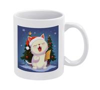 VstaDank Cute Cat Sing Christmas Carols Coffee Mug Ceramic Camper Mugs Funny Coffee Cup with Handle Tazas Para Sublimacion Novelty Tea Mug Cups Idea Gift for Men Women Office Work 11oz