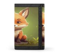 VstaDank Cute Little Fox Trifold Wallet Slim Billfold With ID Window Extra Capacity Credit Card Holder Stylish Front Pocket Purses