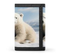 VstaDank Cute Polar Bear Wallet for Men Extra Capacity Trifold Wallet Front Pocket Wallets with Magic Sticker Zipper Coin Pocket