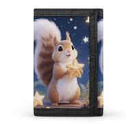 VstaDank Cute Squirrel Star Wallet Wallets Credit Card Holder Slim Minimalist Wallets with Zipper Thin Purse Trifold Wallet