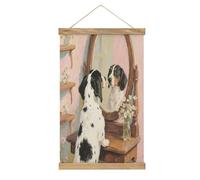 VstaDank Dachshund Dog Hanging Poster with Wooden Frame Modern Linen Hanging Painting Retro Style Wall Decor Art Painting for Living Room,Bedroom Decor Poster Frame 20.4x13.1inch