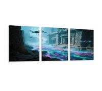 VstaDank Data Torrent Wall Art for 3 Piece Living Room,Wall Decor Large Size Decorative Painting,Canvas Wall Art for Bedroom,Dining Room,Office,etc