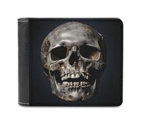VstaDank Death Skull Bifold Wallet for Women Men Soft PU Leather Wallet Slim Minimalist Front Pocket Bussiness Card Holder