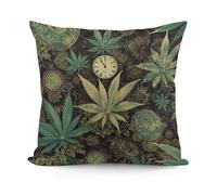 VstaDank Decorative A Puff in Time Weed Marijuana Throw Pillow Covers Luxury Soft Pillowcases Fluffy Plush Accent Pillow Cases Personalized Square Lumbar Pillows Shells for All Seasons 18" X 18"