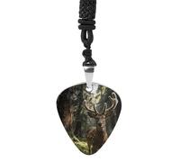VstaDank Deer in The Woods Guitar Pick Necklace Guitar Pick Holder Hip Hop Punk Music Necklace Guitar Pendant Stainless Steel R&B Music Jewelry for Women Men Music Lovers