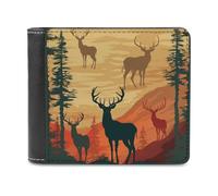 VstaDank Deer Show Wallet Mens Bifold Wallet with Multiple Card Slots PU Leather Slim Billfold Minimalist Wallets