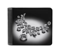 VstaDank Diamond Jewelry Jewels Luxury Wallet Mens Bifold Wallet with Multiple Card Slots PU Leather Slim Billfold Minimalist Wallets