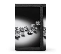 VstaDank diamond jewelry jewels mens luxury triple wallet 8 card slots and photo window large capacity wallet for men front pocket wallet