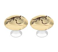 VstaDank Dinosaur Skeleton Print Drawer Knob Nice Bathroom Cabinet Knob Round Cabinet Pull Stainless Steel Cabinet Handle Circle Drawer Handle Modern Drawer Pull for Wardrobe Cupboard 2 Pcs