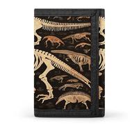 VstaDank Dinosaur Skeleton Print Trifold Wallet Slim Billfold With ID Window Extra Capacity Credit Card Holder Stylish Front Pocket Purses