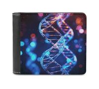 VstaDank DNA Genetic Helix Leather Wallet Slim Bifold Wallet Front Pocket Wallets Billfold Coin Purse Credit Card Holder