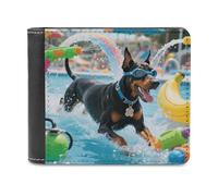 VstaDank Doberman Pool Blitz PU Leather Wallet Credit Card Holder Extra Capacity Bifold Wallets for Men Women Fashion Wallet