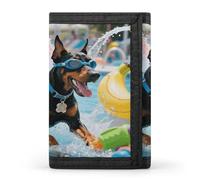 VstaDank Doberman Pool Blitz Wallet Wallets Credit Card Holder Slim Minimalist Wallets with Zipper Thin Purse Trifold Wallet