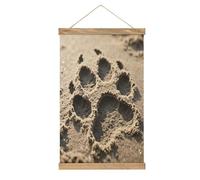 VstaDank Dog Paw Hanging Poster with Wooden Frame Modern Linen Hanging Painting Retro Style Wall Decor Art Painting for Living Room,Bedroom Decor Poster Frame 20.4x13.1inch