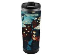 VstaDank Double Wall Vacuum Insulated Tumbler 13oz, BPA-Free Stainless Steel Water Bottle with Leak-Proof Lid Reusable Dice Graphics Travel Mug Car Cup for Hot Cold Drinks Office Outdoor