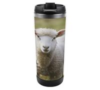 VstaDank Double Wall Vacuum Insulated Tumbler 13oz, BPA-Free Stainless Steel Water Bottle with Leak-Proof Lid Reusable Cute Sheep Lamb Travel Mug Car Cup for Hot Cold Drinks Office Outdoor