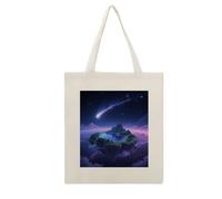 VstaDank Dreamlike Starry Sky Island Canvas Tote Bag Shopping Bags Handbag