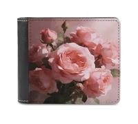 VstaDank Dusty Rose Pink Leather Wallet for Men Bifold Wallet Stylish Slim Front Pocket Wallets Credit Card Holder Cash Purse