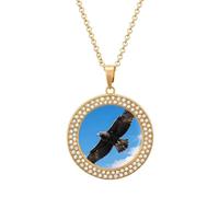 VstaDank Eagle in The Sky Necklaces for Women Exquisite Round Pendant Necklace Multicolored Diamond Studded Necklace Non-Tarnish Coin Pendant Fashion Jewelry Necklaces Gifts