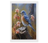 VstaDank Eastern Bluebird Diamond Painting Kits Exquisite DIY Full Round Drill Diamond Dots Painting for Adults Beginner Diamond Photo Paint with Diamond Picture Art Wall Decor 8"x12"