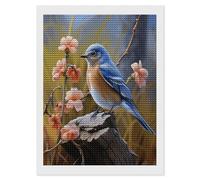 VstaDank Eastern Bluebird Diamond Painting Kits Exquisite DIY Full Round Drill Diamond Dots Painting for Adults Beginner Diamond Photo Paint with Diamond Picture Art Wall Decor 12"x16"
