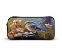 VstaDank Eastern Bluebird Pencil Case Large Capacity Pencil Pouch Portable Cute Pen Bags Multifunctional Pencil Bag Sturdy Aesthetic Pen Pouch Fashion Tool Bag Desk Organizer Unisex
