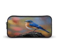 VstaDank Eastern Bluebird Pencil Case Large Capacity Pencil Pouch Portable Cute Pen Bags Multifunctional Pencil Bag Sturdy Aesthetic Pen Pouch Fashion Tool Bag Desk Organizer Unisex