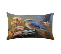 VstaDank Eastern Bluebird Pillow Cover Pillowcase for All Seasons Short Plush Body Pillow Case Soft Cozy Fuzzy Lumbar Long Pillow Cover for Bed Sofa Bench 20 X 12 Inches