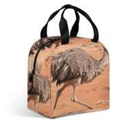 VstaDank Emus Running Lunch Bag Insulation Up,Cooler Bag with Storage Pocket,Lunch Box for Reusable Easy to Fold