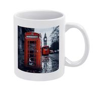 VstaDank England UK Retro London Telephone Coffee Mug Ceramic Camper Mugs Funny Coffee Cup with Handle Tazas Para Sublimacion Novelty Tea Mug Cups Idea Gift for Men Women Office Work 11oz