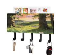 VstaDank Everything Grows Key Holder Wall Mount PU Key Rack Decorative Key and Mail Holder Wall Key Organizer with 5 Key Hooks Key Hanger for Entryway Kitchen Living Room Office Doorway Decor Black