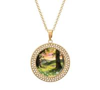 VstaDank Everything Grows Necklace Round Pendant Necklace Fashion Disc Necklaces Charm Circle Disk Dainty Necklace Coin Necklaces Chian Choker Trendy Jewelry for Women Men, One size, Metal, No