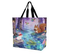 VstaDank Fairy Tale Forest Reusable Grocery Bags Multipurpose Large Shopping Bags Heavy Duty Foldable Tote Bag with Handles Shoulder Bag for Work Beach Travel And Shopping Grocery