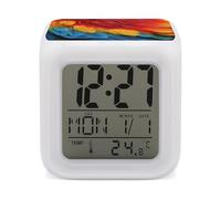VstaDank Fantastic Parrot Feather Alarm Clock Alarm Clock with 7 Color Changing Digital Clocks for Bedrooms Sleep Training Clocks with Large Display for Office Kitchen Living Room