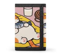 VstaDank Fat Cat Printed Wallet Wallets Credit Card Holder Slim Minimalist Wallets with Zipper Thin Purse Trifold Wallet