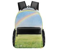 VstaDank Field Under The Rainbow after The Rain Backpack-Durable,Lightweight,Travel Laptop Backpacks for Adult,Computer Bag for Hiking Outdoor Sports