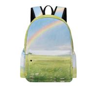 VstaDank Field Under The Rainbow after The Rain Travel Laptop Backpack with Multiple Pocket,BookBag-Durable, Lightweigh,Casual Daypack-Adult