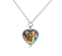 VstaDank Fire And Water Phoenix Urn Necklace for Ashes Personalized Pet Cremation Jewelry for Ashes Pendant Heart Urn Necklace Memorial Keepsake Jewelry for Pet Dog Cat Ashes Necklace