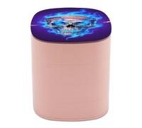 VstaDank Fire USA Flag Skull Jewelry Box with Mirror 4-Layer Rotating Jewelry Tray Case Portable Jewelry Case Trinket Boxes Trinket Cases Travel Jewelry Organizer Earrings Storage Box