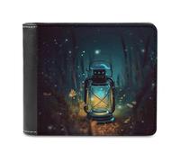 VstaDank Fireflies And Lantern Leather Wallet Slim Bifold Wallet Front Pocket Wallets Billfold Coin Purse Credit Card Holder