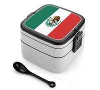 VstaDank Flag of Mexico Bento Box Portable Adult Lunch Box with 2 Layer&Spoon Reusable Insulated Lunchbox Large Food Containers Leak Proof Lunch Containers for Work Camping Meal Prep
