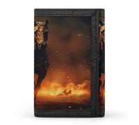 VstaDank Flame Horse Trifold Wallet Slim Billfold With ID Window Extra Capacity Credit Card Holder Stylish Front Pocket Purses