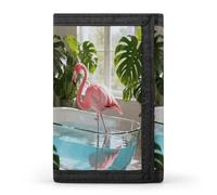 VstaDank Flamingo Whispers Wallets Fashion Trifold Wallet with Zipper&Keychain Large Front Pocket Wallets Slim RFID Blocking Wallet Credit Card Holder Coin Purse for Adult