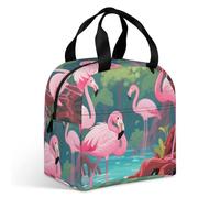 VstaDank Flamingos in The Mangroves Lunch Bag Insulation Up,Cooler Bag with Storage Pocket,Lunch Box for Reusable Easy to Fold