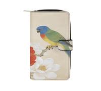 VstaDank Floral Birds Wallet for Women Leather Travel Long Purse Zipper Coin Pocket Around Clutch Large Capacity Credit Card Holder