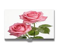 VstaDank Flower Pink Business Card Holder Slim Metal Business Card Case Portable Professional Name Card Holder Minimalist Name Card Case Personalized Business Card Organizer