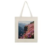 VstaDank Flowers on The Cliff Canvas Tote Bag Shopping Bags Handbag